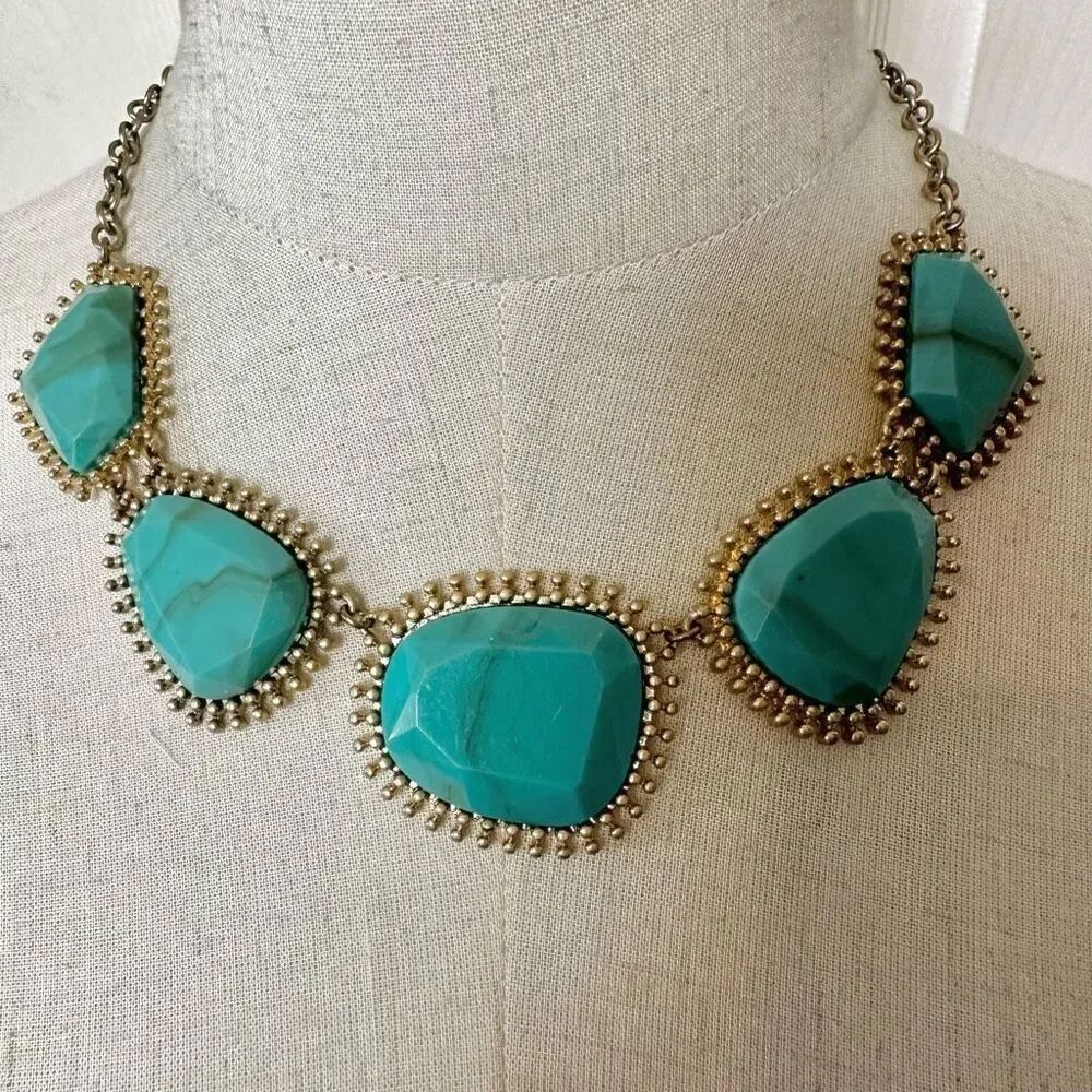 Blue and gold statement necklace
